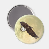 Flying BALD EAGLE & FULL MOON Wildlife Magnet (Vorderseite/Rückseite)