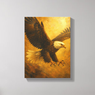Flying Bald Eagle Malerei mit Fierce Leinwanddruck