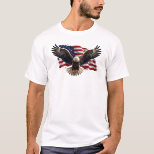 Flying Bald Eagle mit amerikanischer Flagge T-Shirt