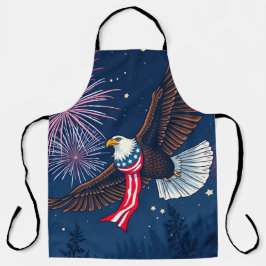 Flying Bald Eagle mit USA Flag Scarf & Fireworks Schürze