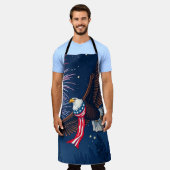 Flying Bald Eagle mit USA Flag Scarf & Fireworks Schürze (Getragen)