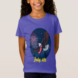 Flying Bald Eagle mit USA Flag Scarf & Fireworks T-Shirt
