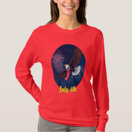 Flying Bald Eagle mit USA Flag Scarf & Fireworks T-Shirt