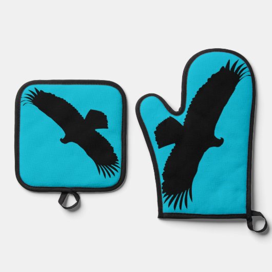 Flying Bald Eagle Oven Mitt & Pot Holder Set (Vorderseite)