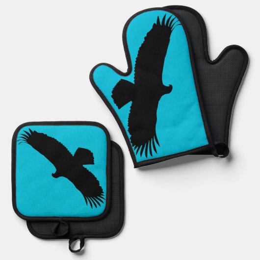 Flying Bald Eagle Oven Mitt & Pot Holder Set (Vorderseite/Rückseite)