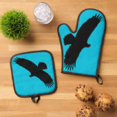 Flying Bald Eagle Oven Mitt & Pot Holder Set (Oben Unten)
