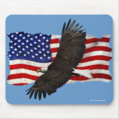 Flying Bald Eagle & U.S. Flag Patriotic Mousemat Mousepad (Vorne)