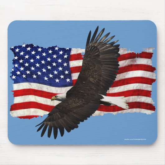 Flying Bald Eagle & U.S. Flag Patriotic Mousemat Mousepad (Vorne)
