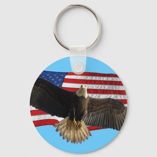 Flying Bald Eagle USA Patriotic Gift Schlüsselanhänger (Vorderseite)