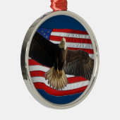 Flying Bald Eagle USA Patriotic Gift Silbernes Ornament (Rechts)