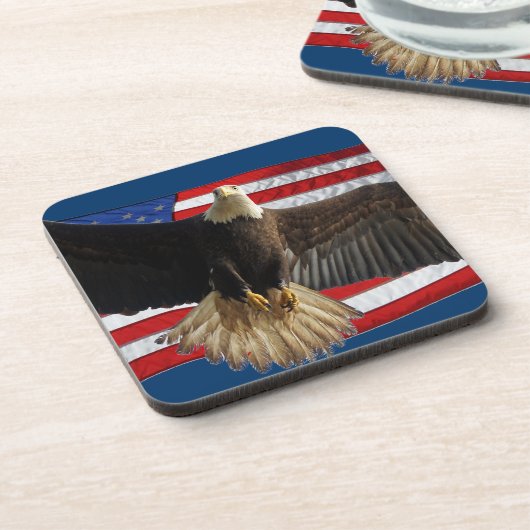 Flying Bald Eagle USA Patriotic Gift Untersetzer (Linke Seite)