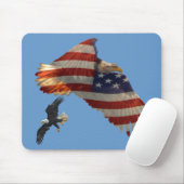Flying Bald Eagles & U.S. Flag Patriotic Mousemat Mousepad (Mit Mouse)