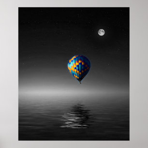 Flying Balloon Selektive Minimalistische Fotografi Poster