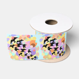 Flying Balloons and Birds Ribbon Satinband