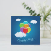 Flying Balloons Kindergeburtstag Party Einladung (Stehend Vorderseite)