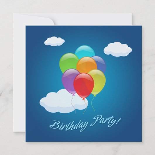 Flying Balloons Kindergeburtstag Party Einladung (Vorderseite)