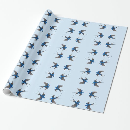 Flying Barn Swallow Bird Muster Geschenkpapier (Ungerollt)