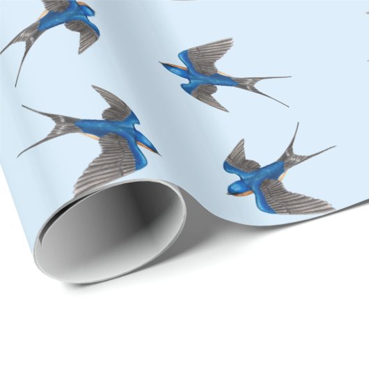 Flying Barn Swallow Bird Muster Geschenkpapier (Rolleneckpunkt)