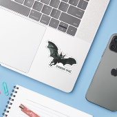 Flying Bat - Custom Text & Cut Vinyl Sticker (Laptop mit iPhone)