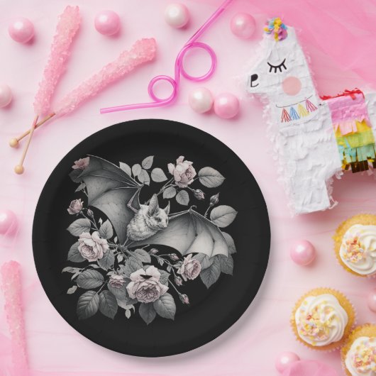 Flying Bat Halloween Pappteller (Party)