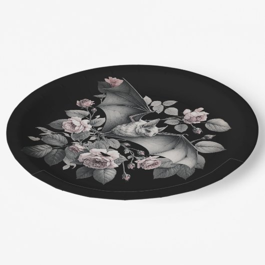 Flying Bat Halloween Pappteller (Schrägansicht)