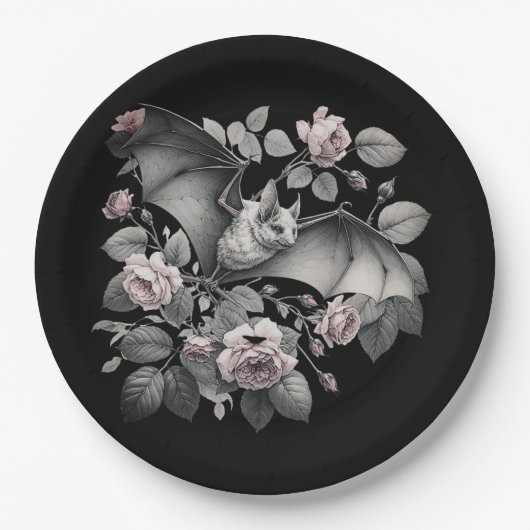 Flying Bat Halloween Pappteller (Vorderseite)