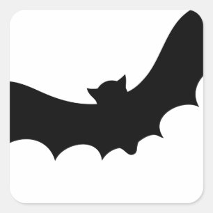 Flying Bat in Silhouette - Halloween Quadratischer Aufkleber