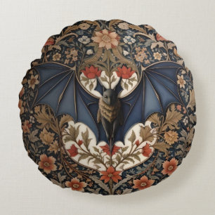 Flying Bat - Modern William Morris Floral Rundes Kissen