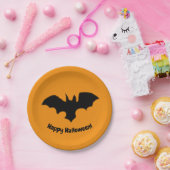 Flying Bat on Orange Pappteller (Party)