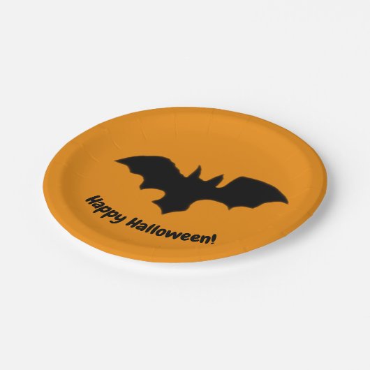 Flying Bat on Orange Pappteller (Schrägansicht)