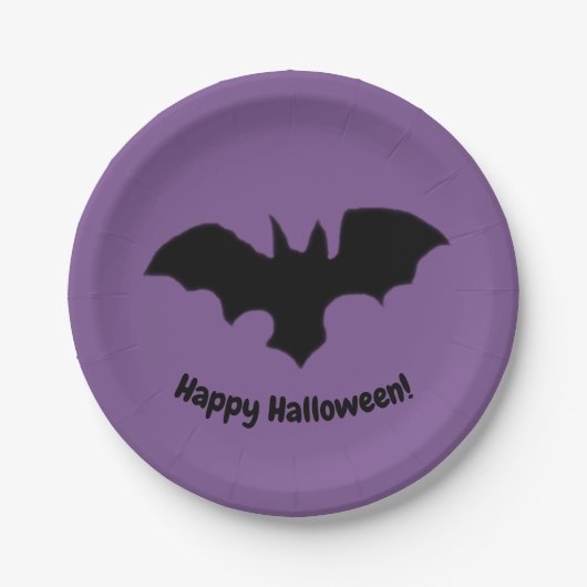Flying Bat on Purple Pappteller (Vorderseite)