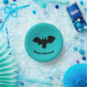Flying Bat on Teal Pappteller (Party)