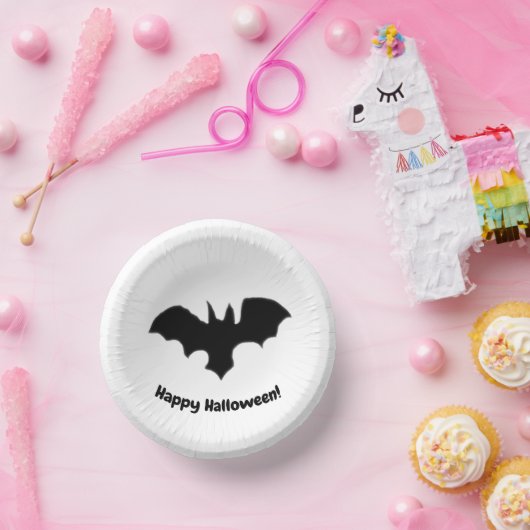 Flying Bat on white Paper Bowls Pappteller (Party)