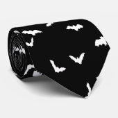 Flying Bats bedruckt Schwarz & Weiß Silky Necktie Krawatte (Gerollt)