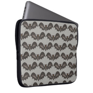 Flying Bats Black Gray Happy Halloween Print Laptopschutzhülle