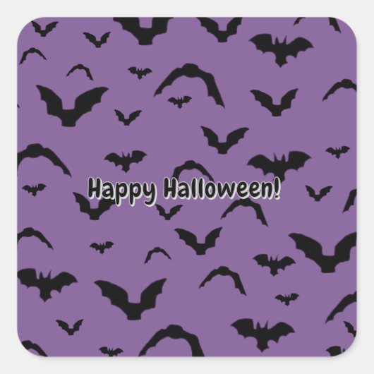 Flying Bats on Purple Quadratischer Aufkleber (Vorderseite)