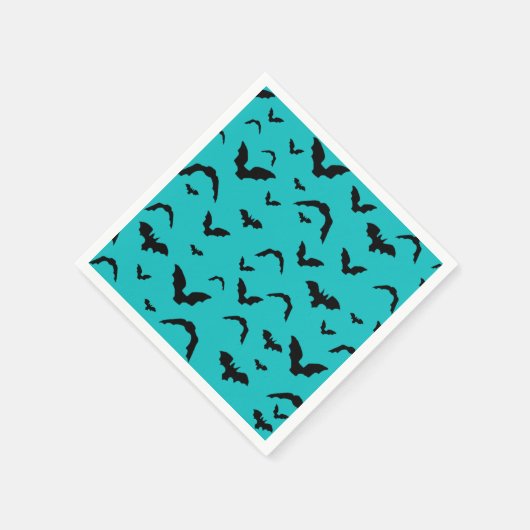Flying bats on teal serviette (Ecke)