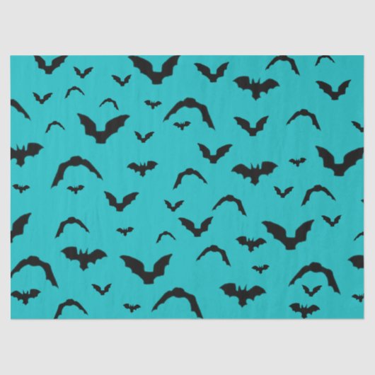 Flying Bats on Teal Tissue Paper Seidenpapier (Vorderseite)