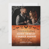 Flying Bats Spider Web Goth Foto Save the Date (Vorderseite)