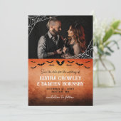 Flying Bats Spider Web Goth Foto Save the Date (Stehend Vorderseite)