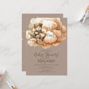 Flying Bear Baby Shower Glitter Bohemian Rustikal Einladung