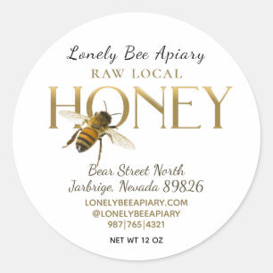 Flying Bee Raw Local Honey Label Weiß Runder Aufkleber
