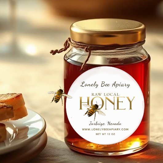 Flying Bee Raw Local Honey Label Weiß Runder Aufkleber