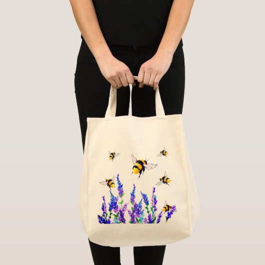 Flying Bee Tote Beutel Frühlingsblumen Tragetasche (Vorderseite (Produkt))