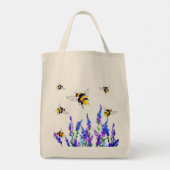 Flying Bee Tote Beutel Frühlingsblumen Tragetasche (Rückseite)