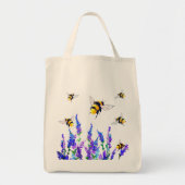 Flying Bee Tote Beutel Frühlingsblumen Tragetasche (Vorne)