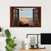 Flying Bird Dark Tined Window Illusion Poster (Heimbüro)
