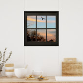 Flying Bird-Imitate Window Illusion 24x24 Schwarz Poster (Küche)