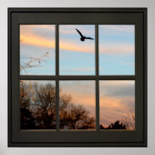 Flying Bird-Imitate Window Illusion 24x24 Schwarz Poster (Vorne)