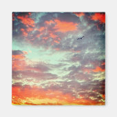 Flying Bird in Clouds Photo Magnet (Vorne)